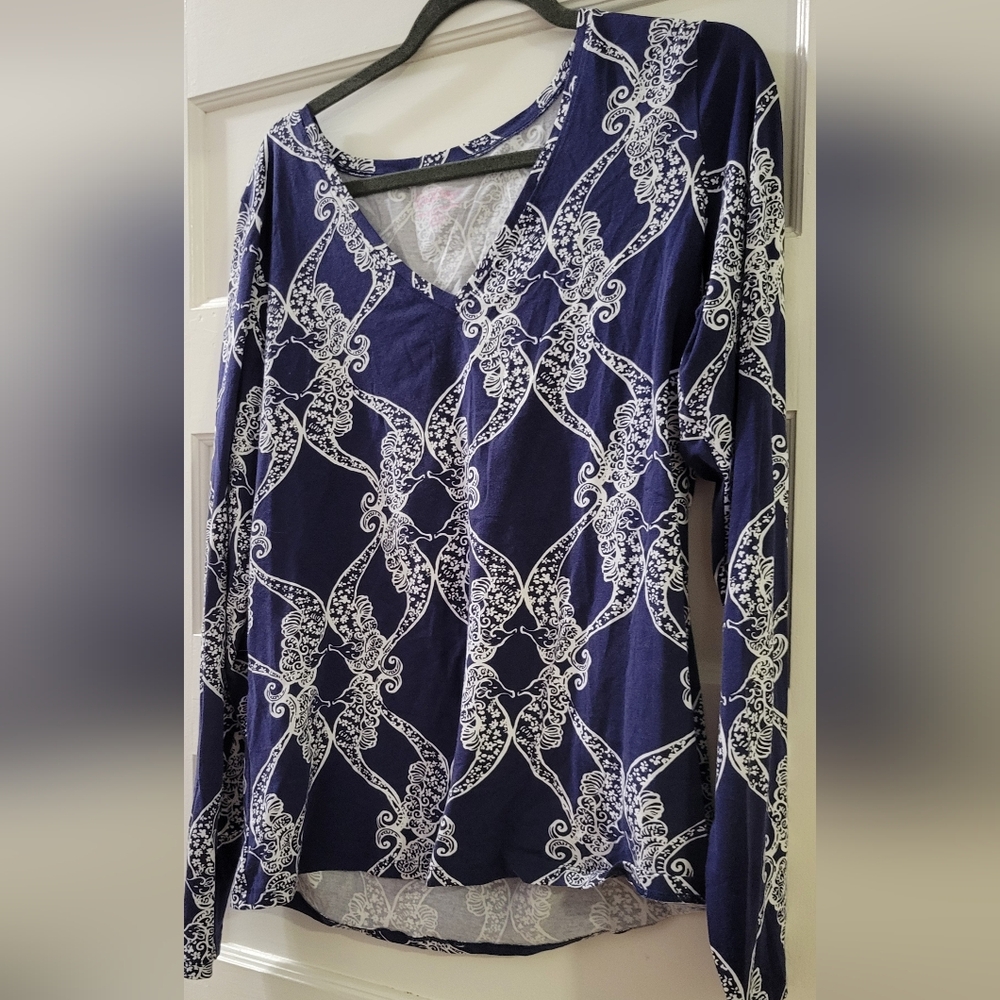 Long sleeve navy lilly pulitzer shirt sz xl